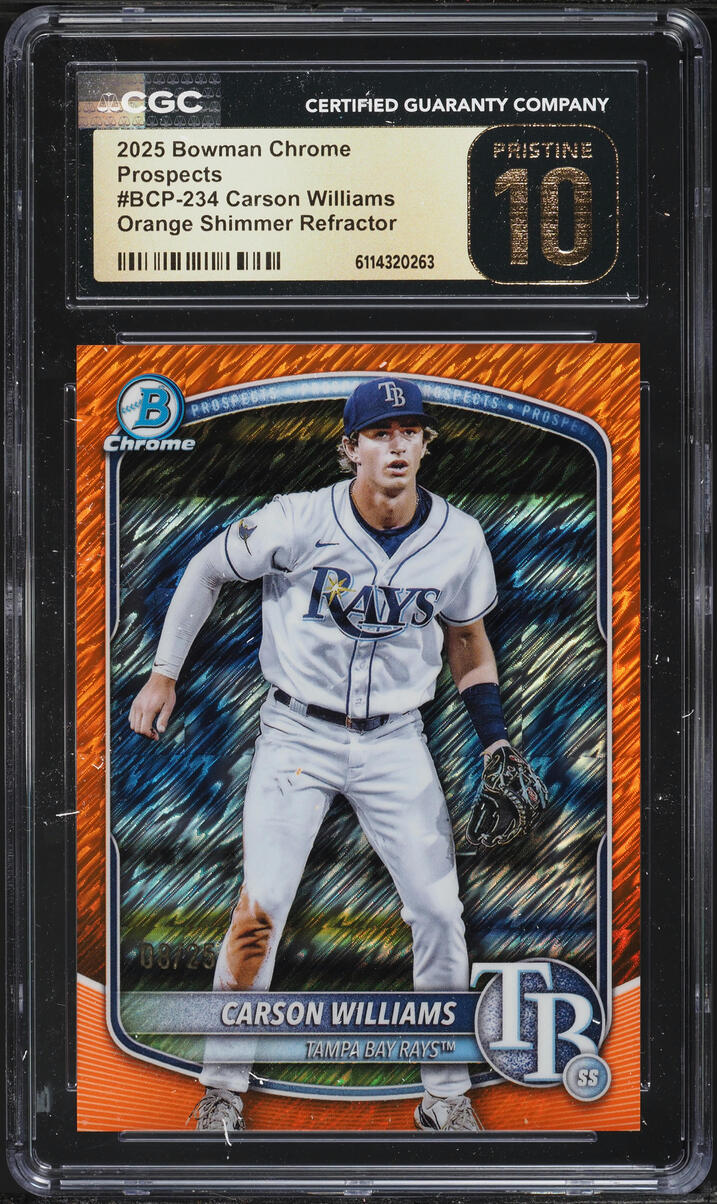 2025 Bowman Chrome Orange Shimmer Refractor Carson Williams