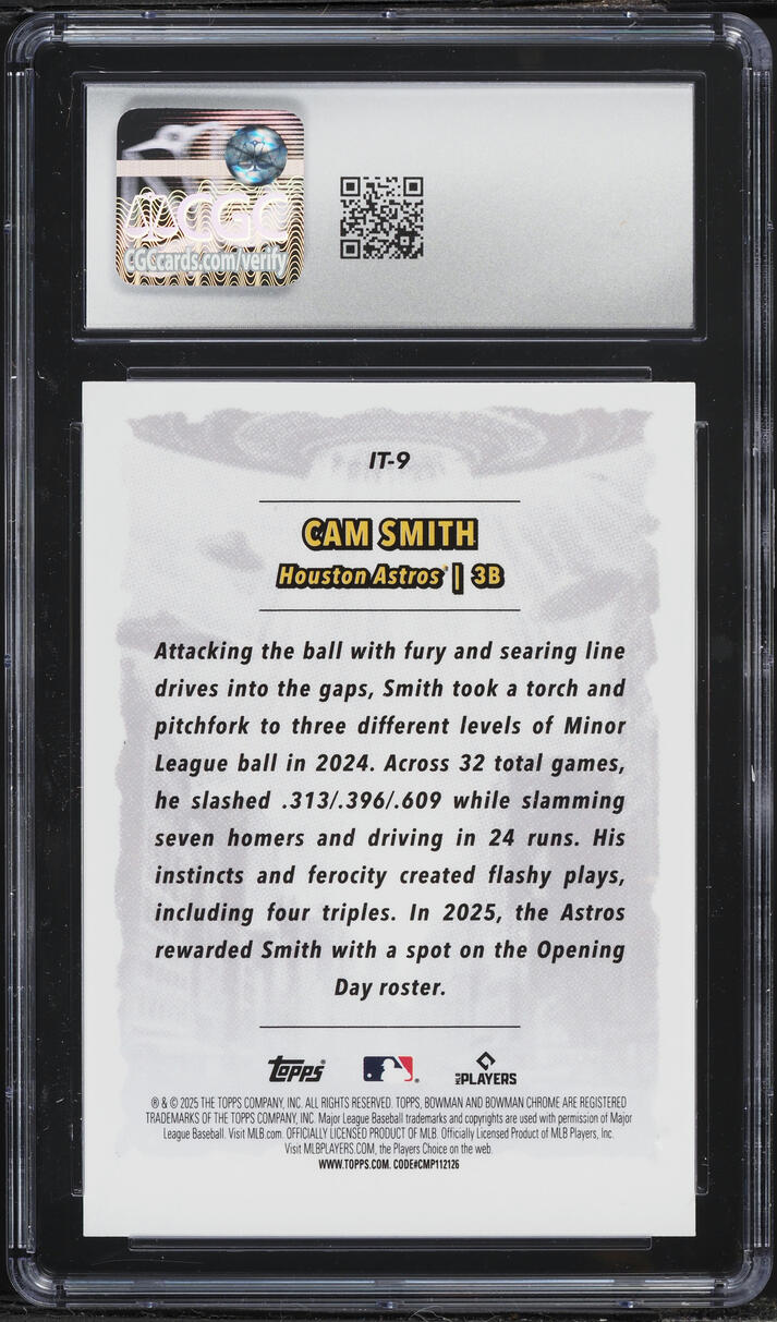 2025 Bowman Chrome It Came To The League Cam Smith ROOKIE #IT-9 CGC 10 GEM MINT