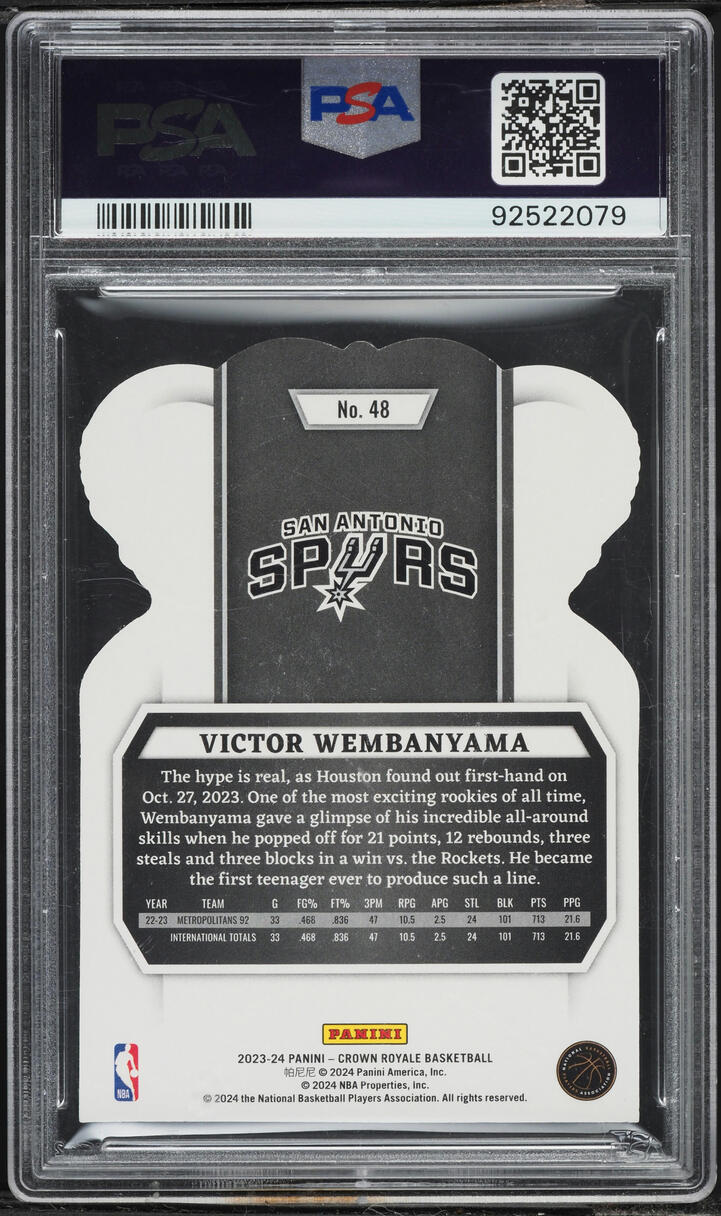 2023 Crown Royale Crystal Pink Victor Wembanyama ROOKIE /75 #48 PSA 9 MINT