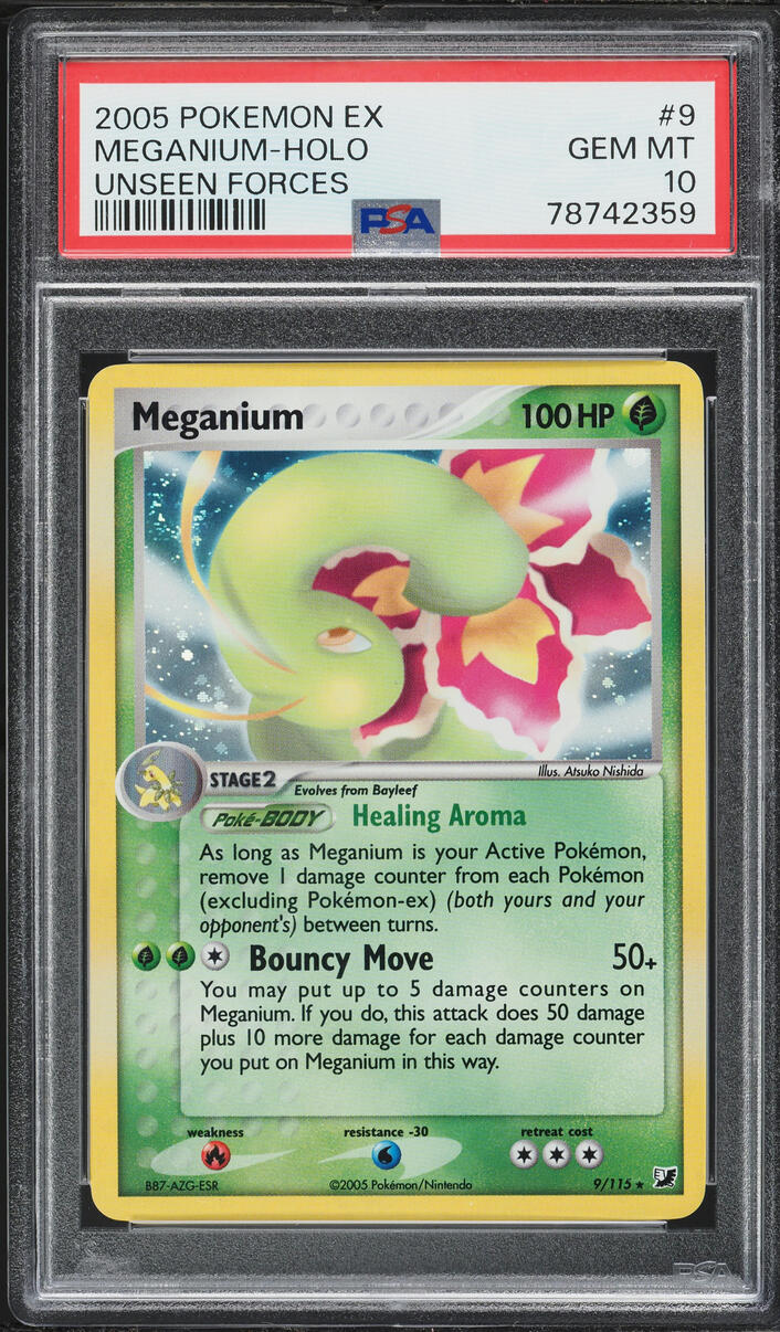 2005 Pokemon EX Unseen Forces Holo Meganium #9 PSA 10 GEM MINT