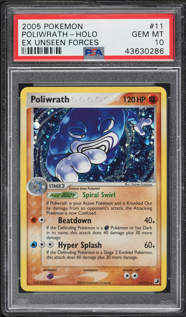 2005 Pokemon EX Unseen Forces Holo Poliwrath #11 PSA 10 GEM MINT