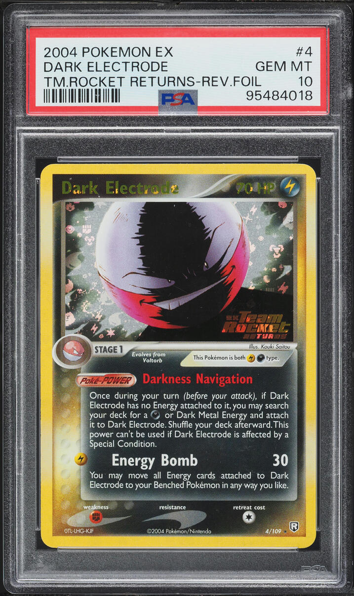 2004 Pokemon EX Team Rocket Returns Reverse Holo Dark Electrode #4 PSA 10 GEM MINT