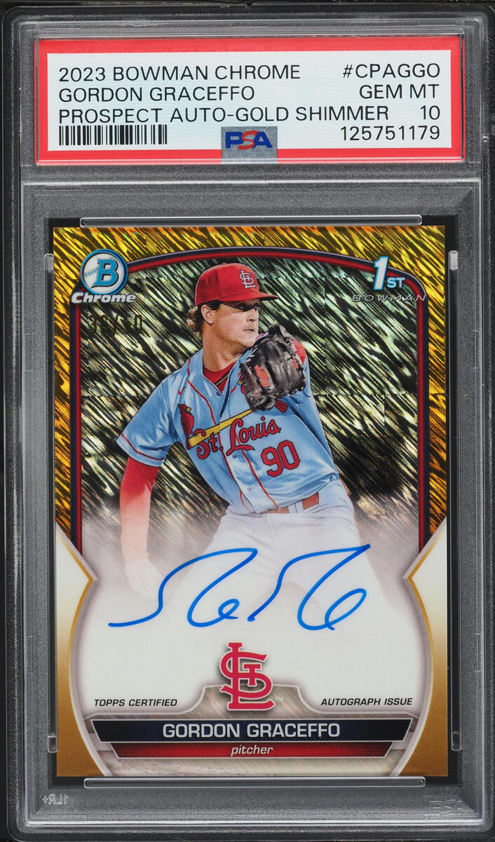 2023 Bowman Chrome Gold Shimmer Gordon Graceffo PROSPECT AUTO /50 #CPAGGO PSA 10 GEM MINT