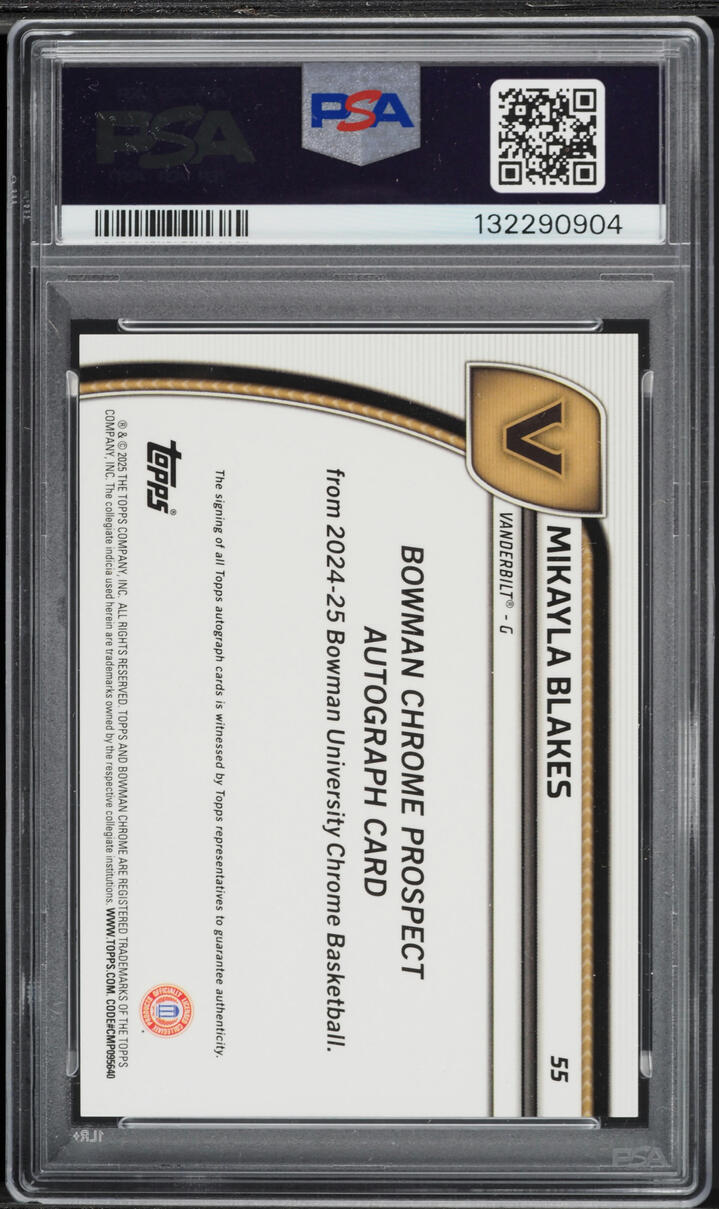 2024 Bowman Chrome U Black & Blue Stealth Refractor Mikayla Blakes ROOKIE AUTO /100 PSA 9 MINT