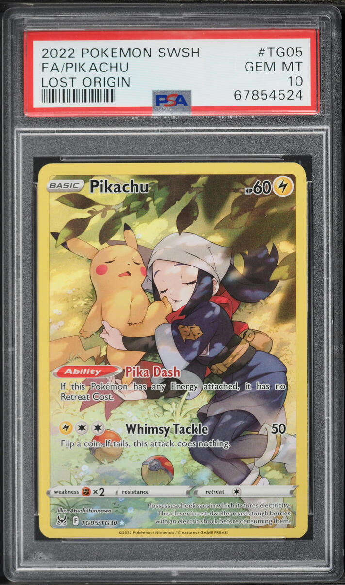 2022 Pokemon Sword & Shield Lost Origin Full Art Pikachu #TG05 PSA 10 GEM MINT