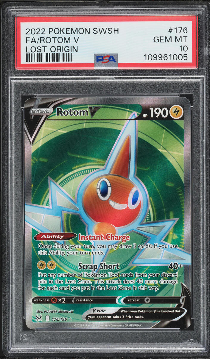 2022 Pokemon Sword & Shield Lost Origin Full Art Rotom V #176 PSA 10 GEM MINT