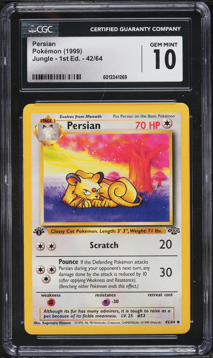 1999 Pokemon Jungle 1st Edition Persian #42 CGC 10 GEM MINT