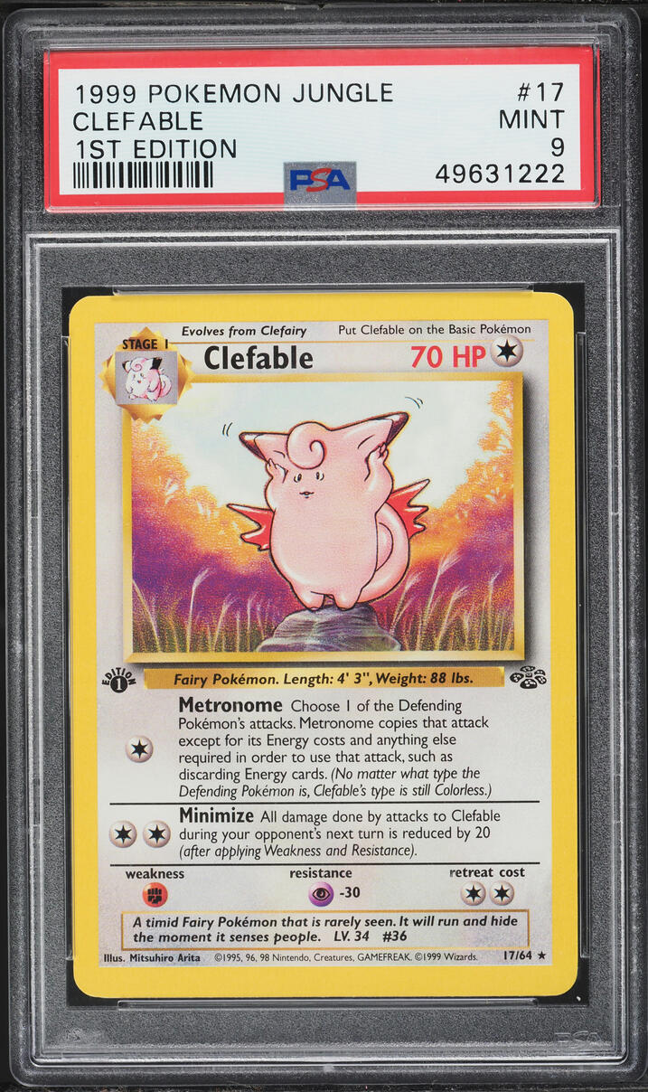 1999 Pokemon Jungle 1st Edition Clefable #17 PSA 9 MINT