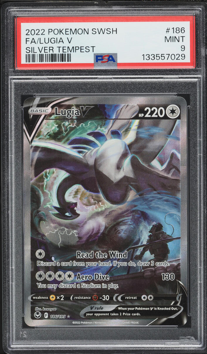 2022 Pokemon Sword & Shield Silver Tempest Alt Art Lugia V #186 PSA 9 MINT