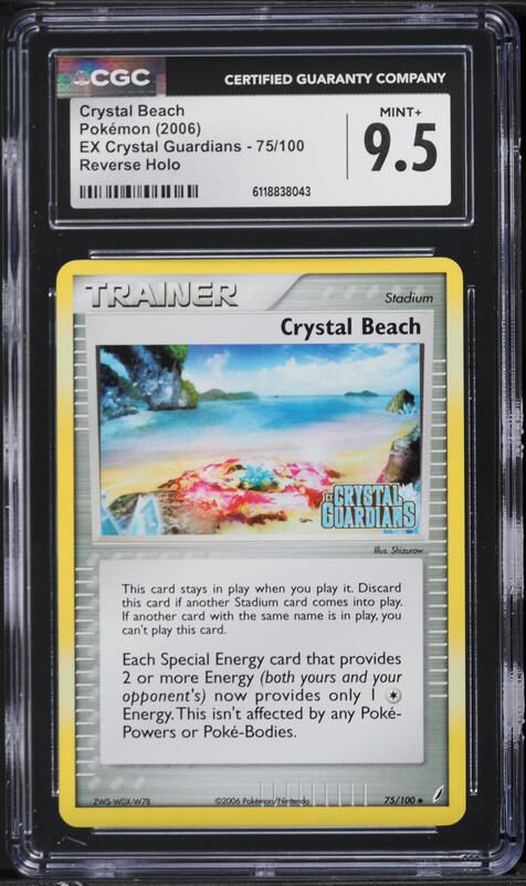 2006 Pokemon EX Crystal Guardians Reverse Holo Crystal Beach #75 CGC 9.5 MINT+