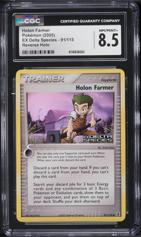 2005 Pokemon EX Delta Species Reverse Holo Holon Farmer #91 CGC 8.5 NM-MT+