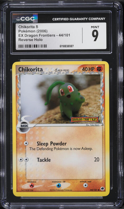 2006 Pokemon EX Dragon Frontiers Reverse Holo Chikorita #44 CGC 9 MINT