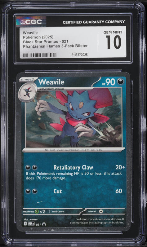 2025 Pokemon Mega Evolution Promo 3-Pack Blister Weavile #21 CGC 10 GEM MINT