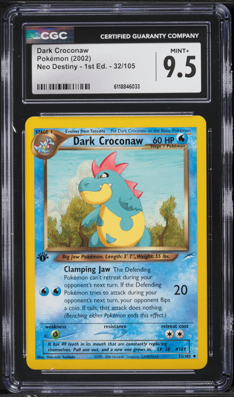 アリゲイツ 009/T eカード トレーナーズ 2002 Croconaw 2002 Pokemon Japanese T Promo Trainers Vol. 16 Croconaw #9 CGC 7.5