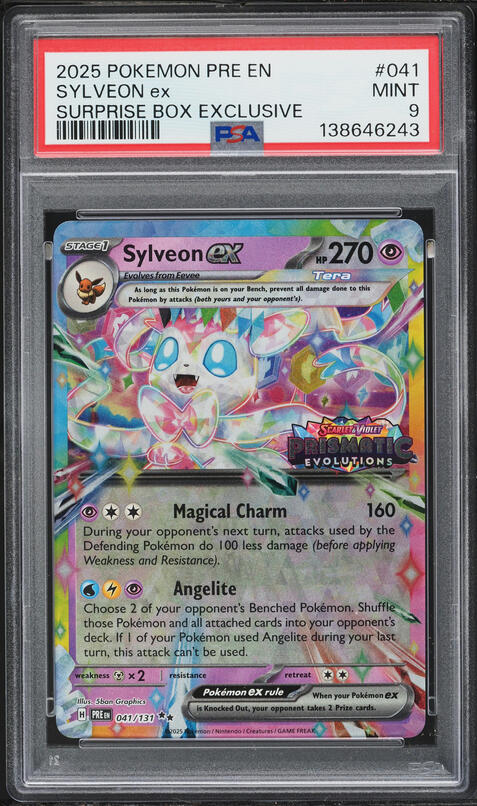 2025 Pokemon Scarlet & Violet Prismatic Evolutions Surprise Box Holo Sylveon ex #41 PSA 9 MINT