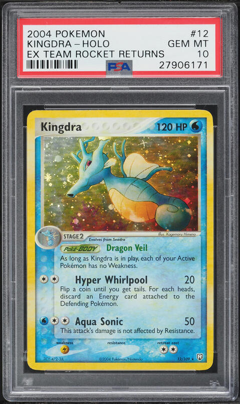 2004 Pokemon EX Team Rocket Returns Holo Kingdra #12 PSA 10 GEM