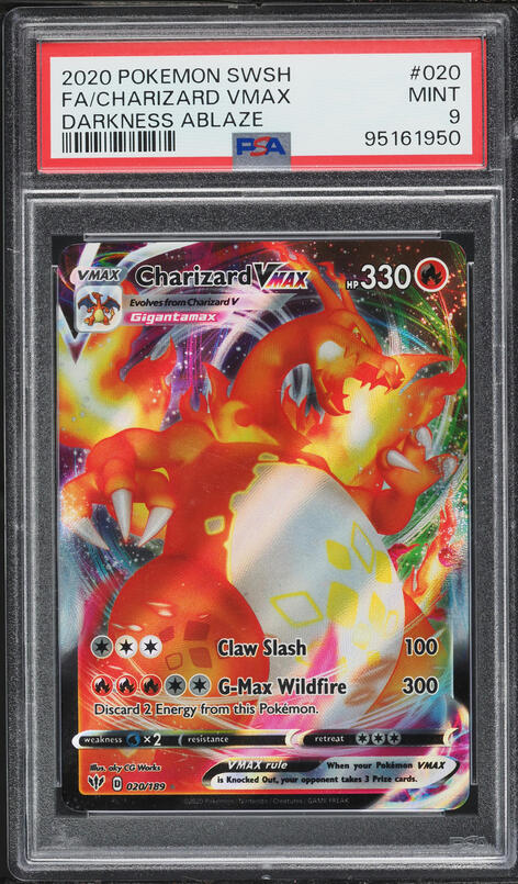 2020 Pokemon Sword & Shield Darkness Ablaze Full Art Charizard VMAX #20 PSA 9 MINT