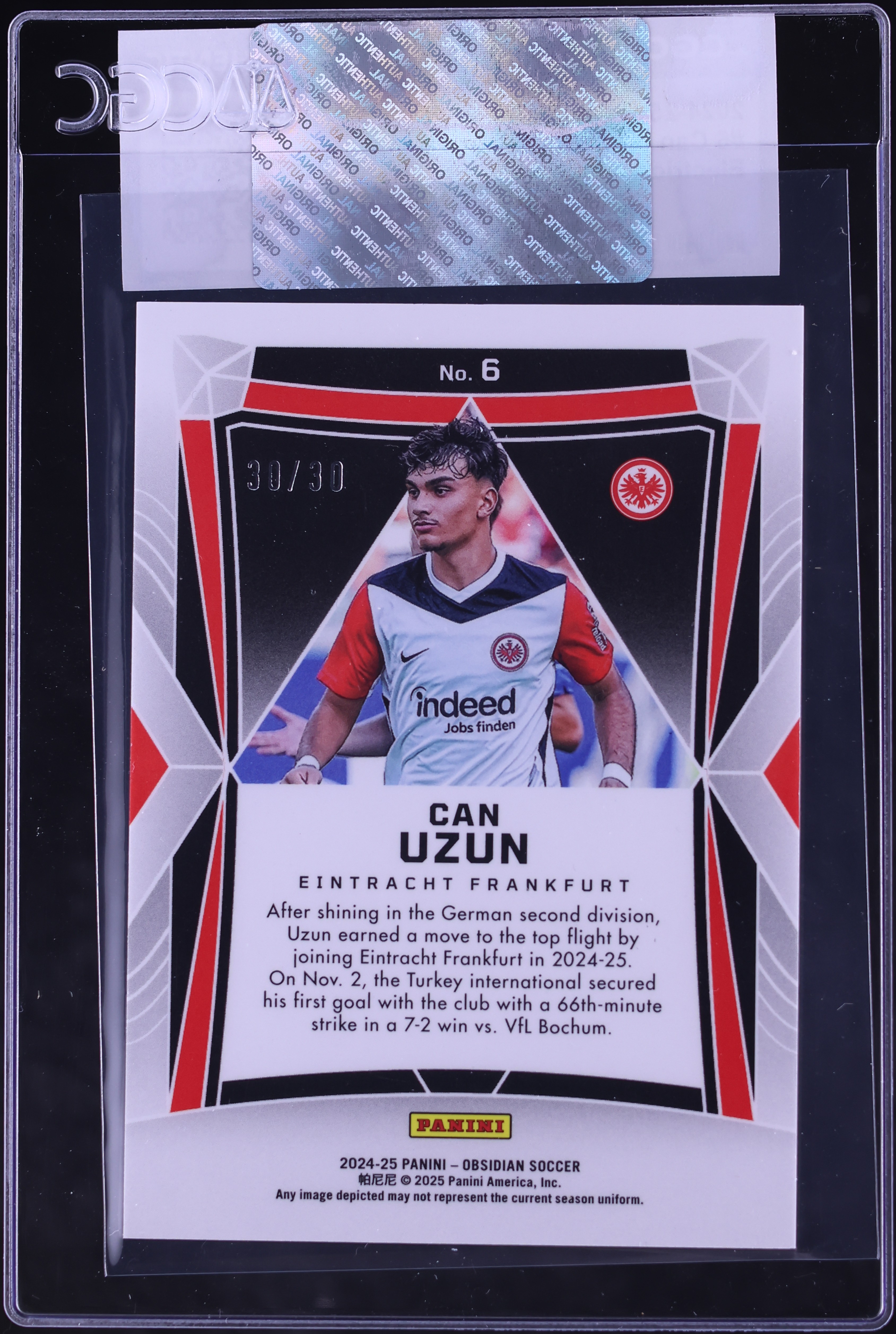 2024 Panini Obsidian Electric Etch Purple Flood Can Uzun ROOKIE 30