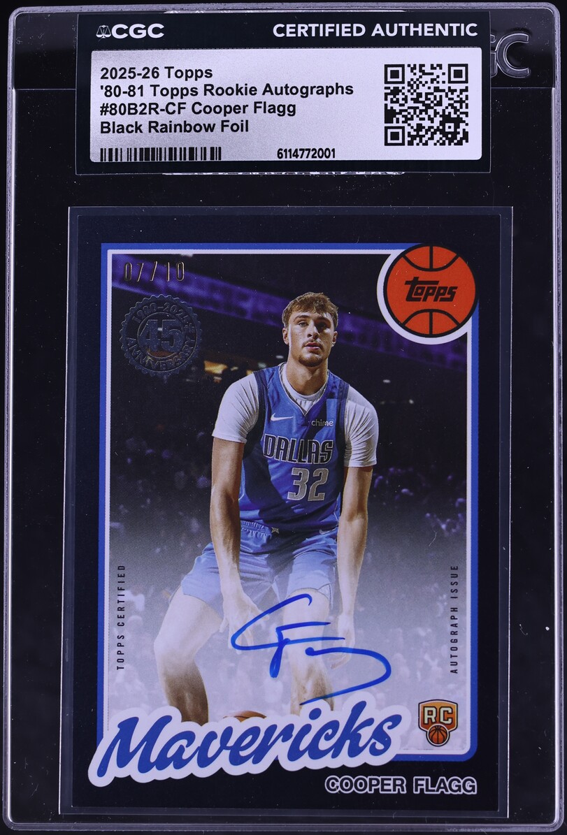 2025 Topps '80-81 Black Rainbow Foil Cooper Flagg ROOKIE AUTO /10 #80B2R-CF CGC AUTH