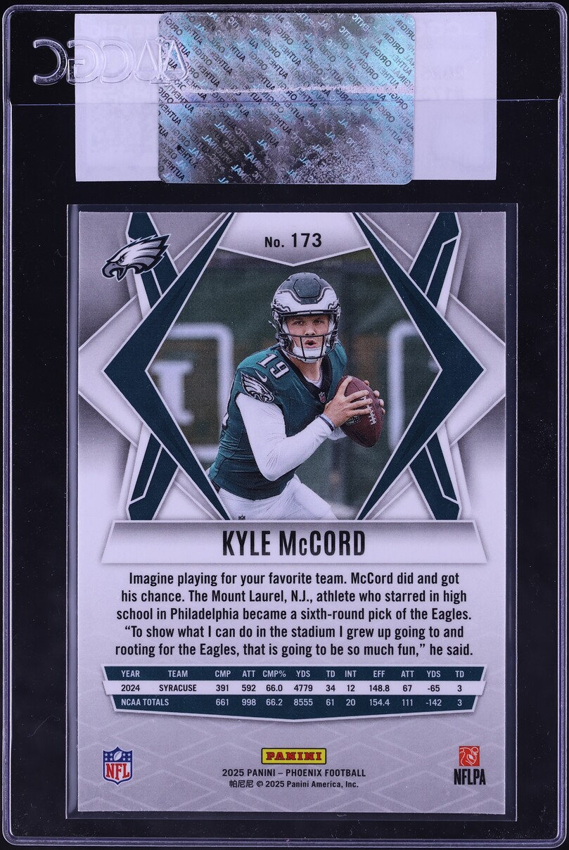 2025 Panini Phoenix Kyle McCord ROOKIE #173 CGC AUTH