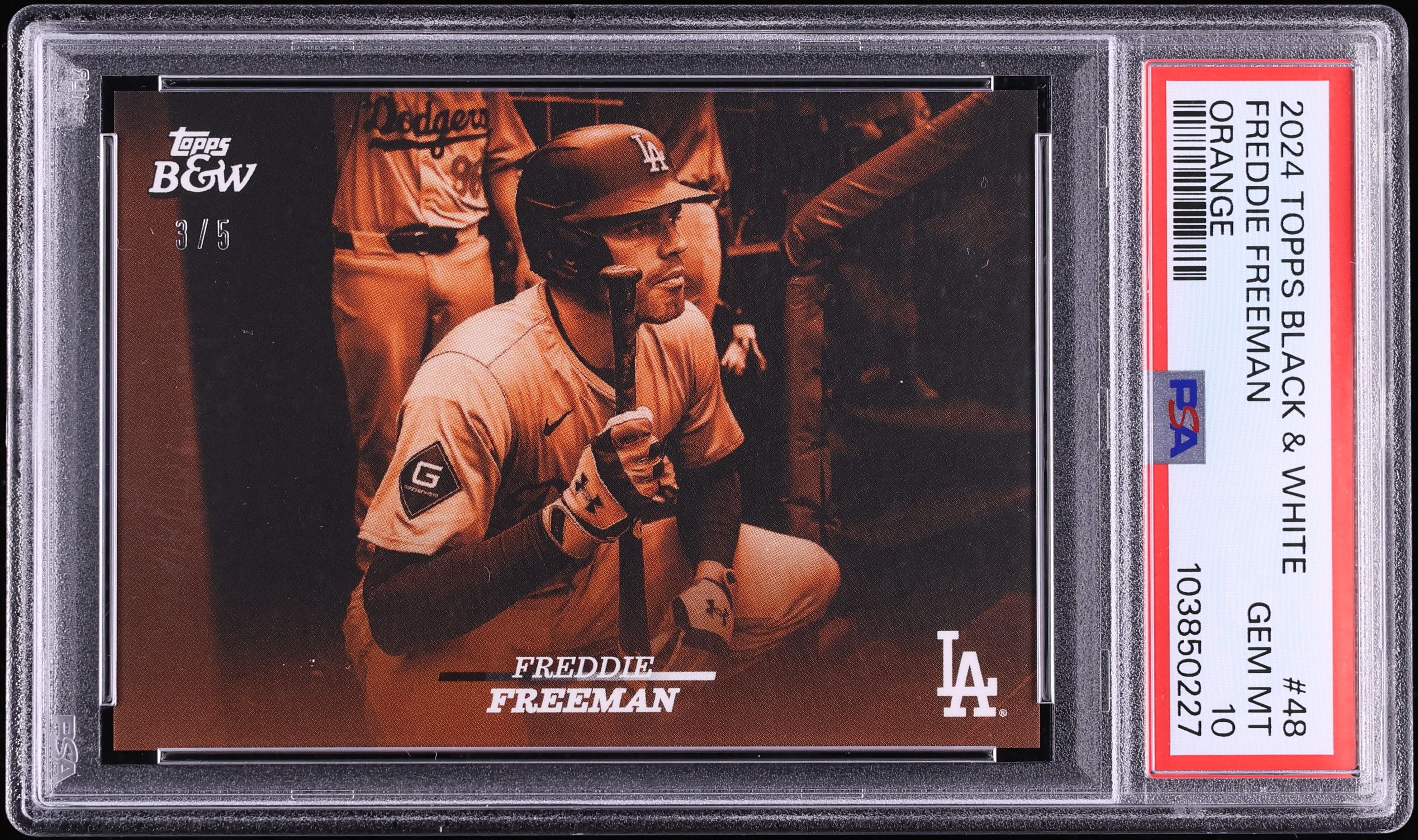 2024 Topps Black And White Orange Freddie Freeman /5 #48 PSA 10