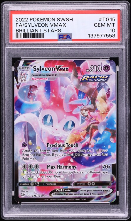2022 Pokemon Sword & Shield Brilliant Stars CHR Sylveon VMAX #TG15 PSA 10 GEM MINT