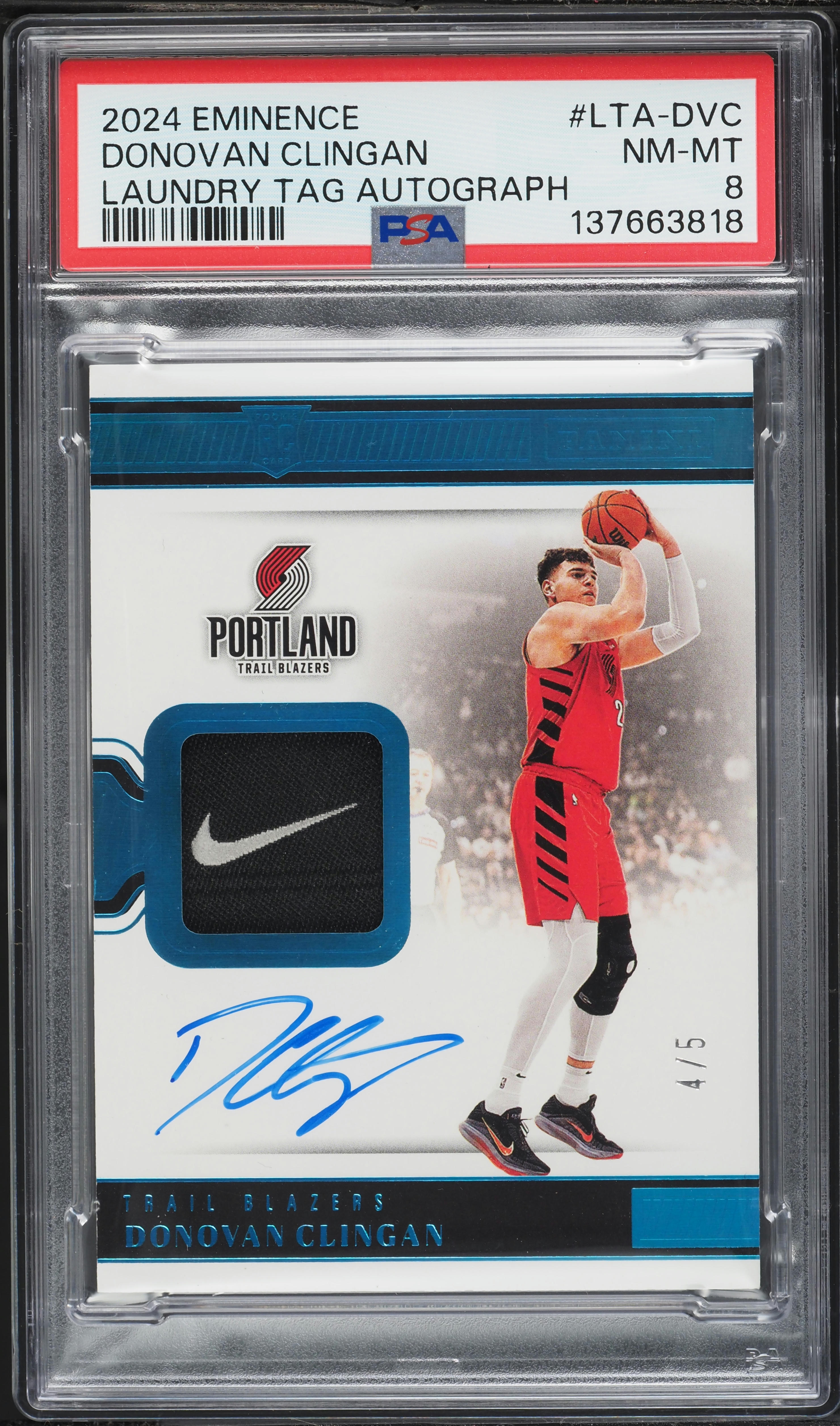 2024 Panini Eminence Laundry Tag Donovan Clingan ROOKIE PATCH AUTO