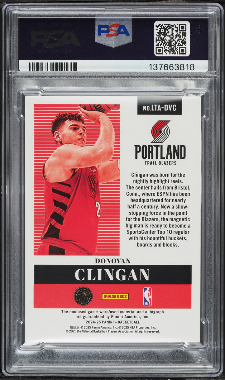 2024 Panini Eminence Laundry Tag Donovan Clingan ROOKIE PATCH AUTO