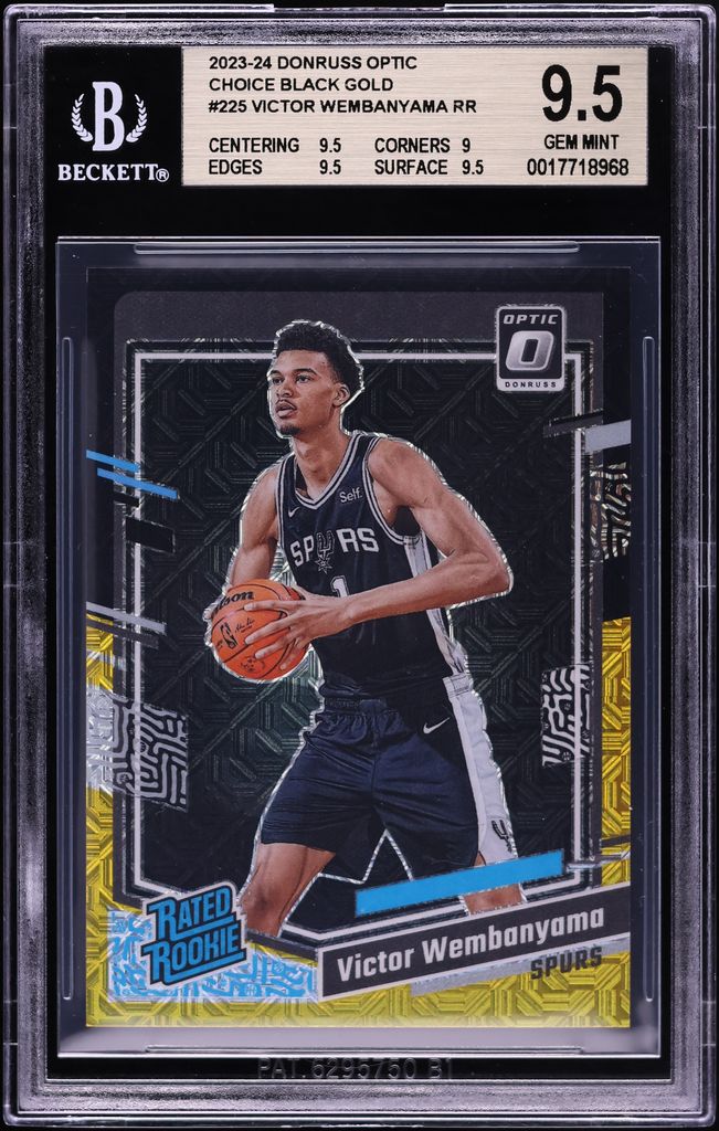 2023 Donruss Optic Choice Black Gold Victor Wembanyama ROOKIE /8 #225 BGS 9.5 GEM MINT
