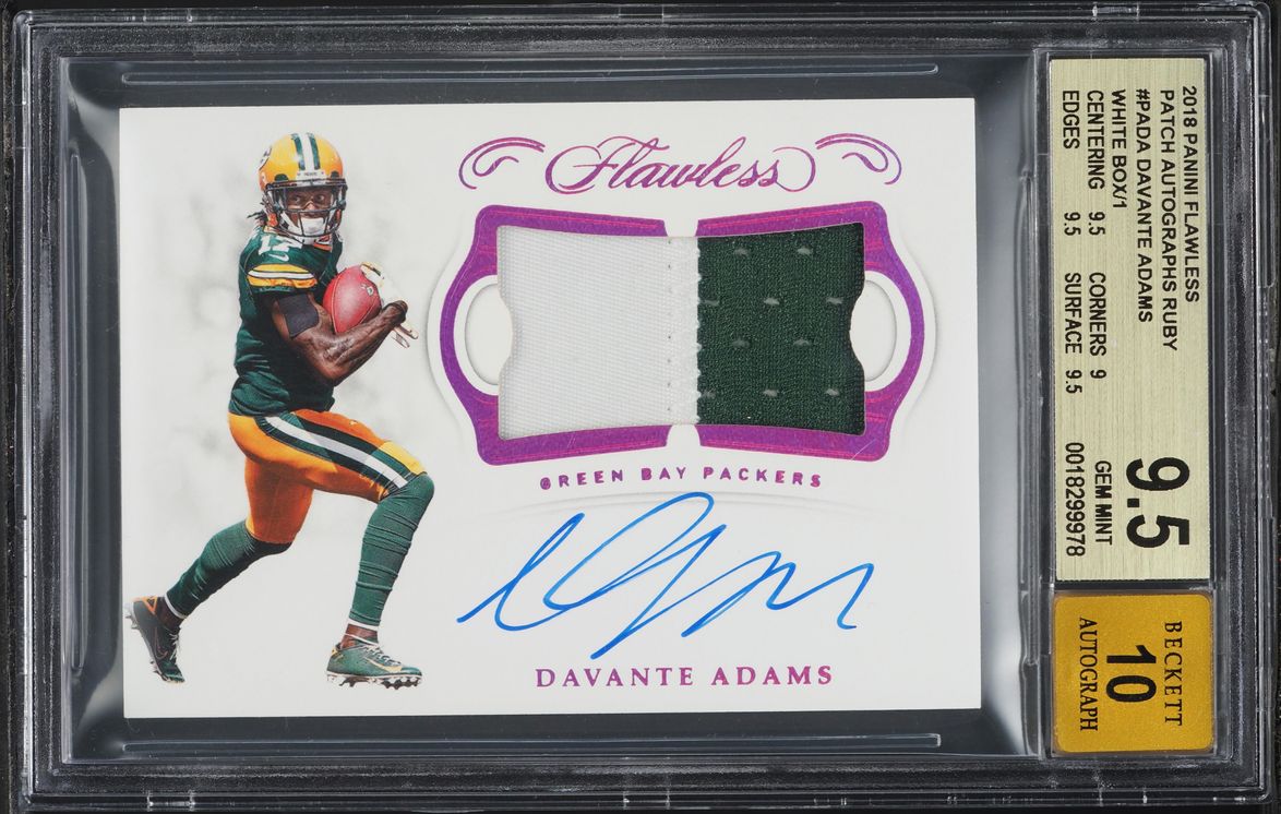 2018 Panini Flawless Ruby White Box Davante Adams PATCH AUTO 1/1 #PA-DA BGS 9.5 GEM MINT