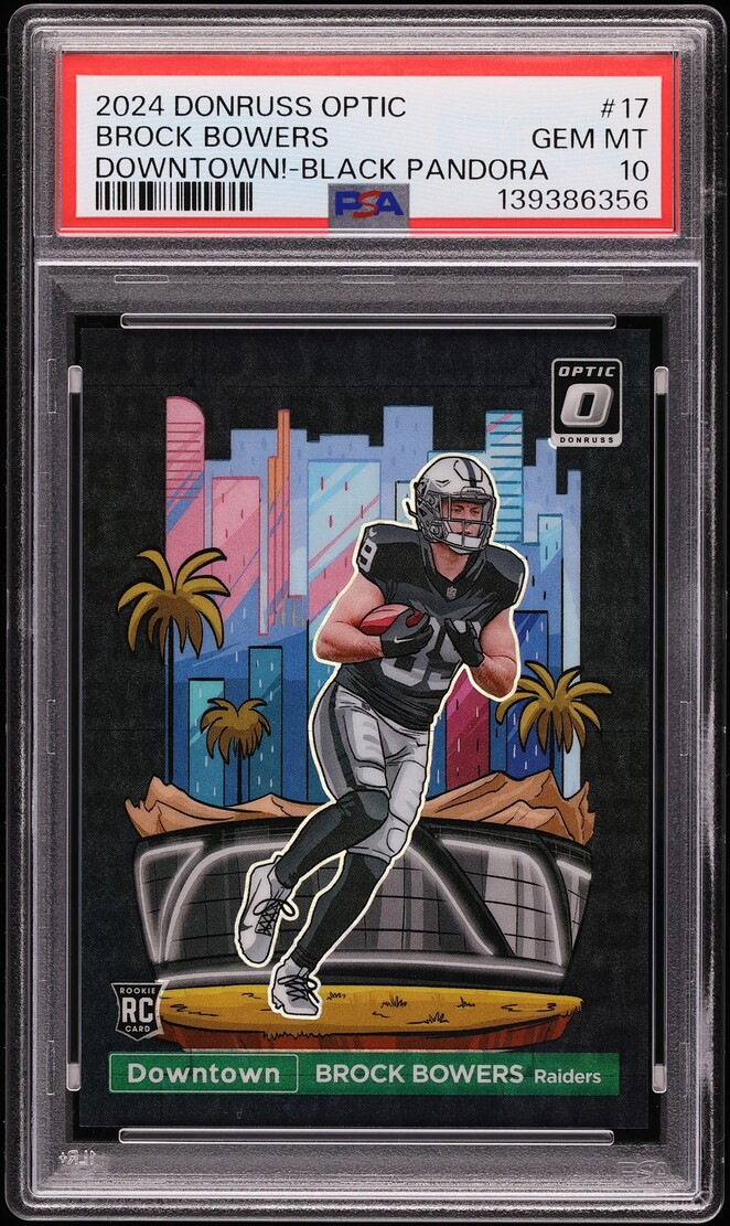 2024 Donruss Optic Downtown Black Pandora Brock Bowers ROOKIE /25 #17 PSA 10 GEM MINT