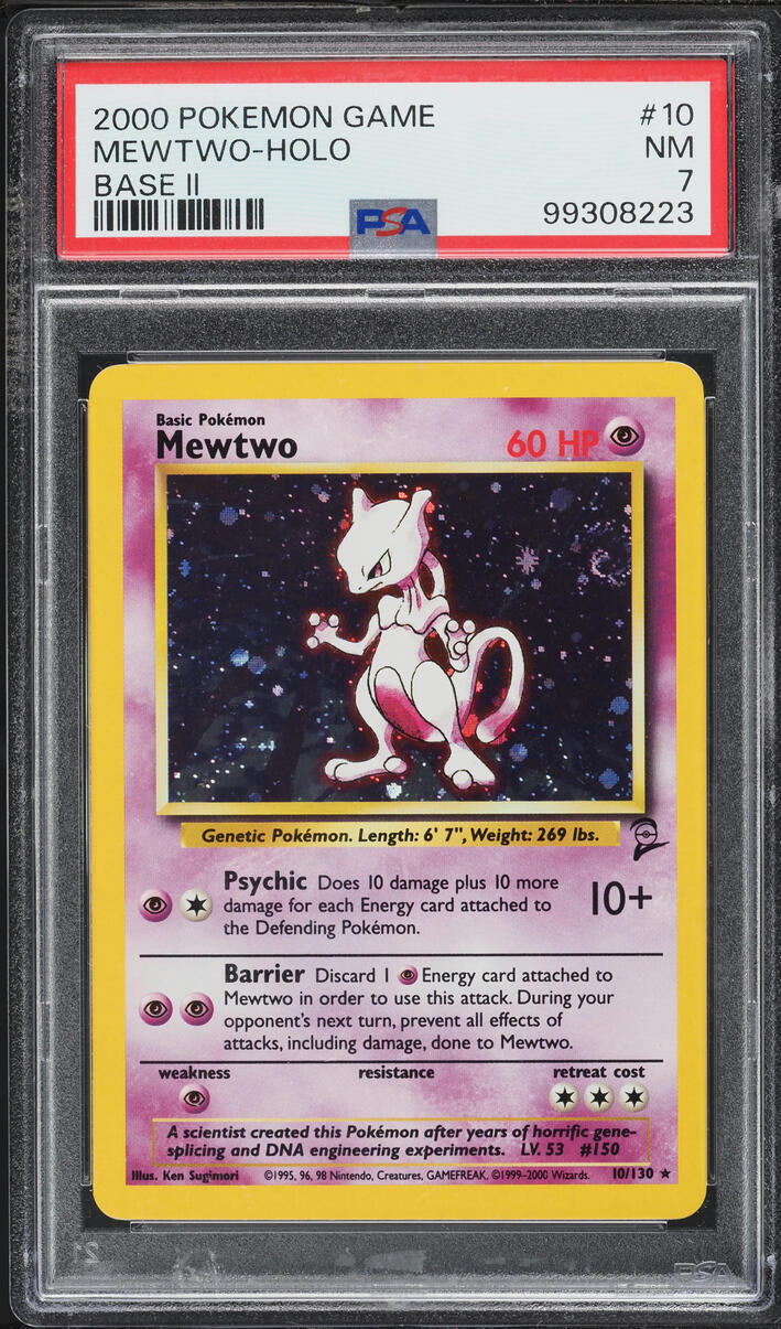 2000 Pokemon Base Set 2 Holo Mewtwo #10 PSA 7 NRMT