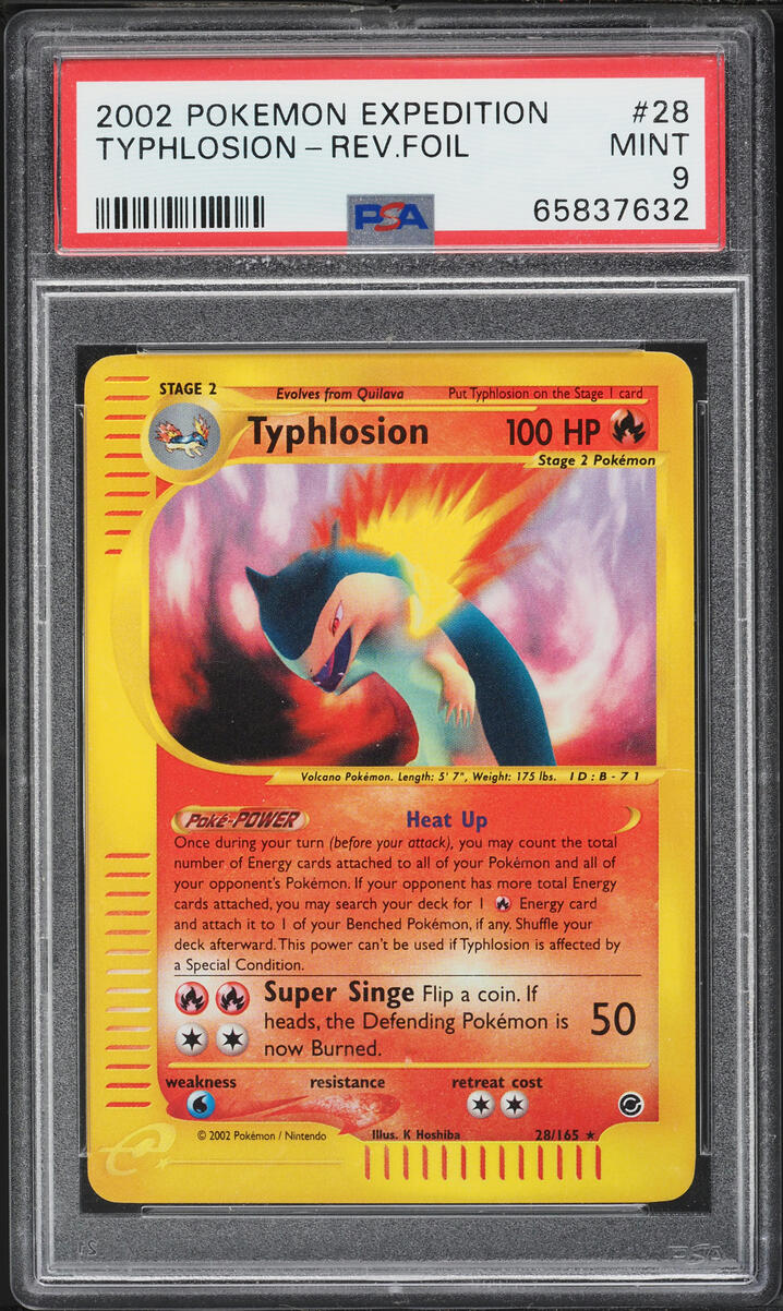 2002 Pokemon Expedition Reverse Holo Typhlosion #28 PSA 9 MINT