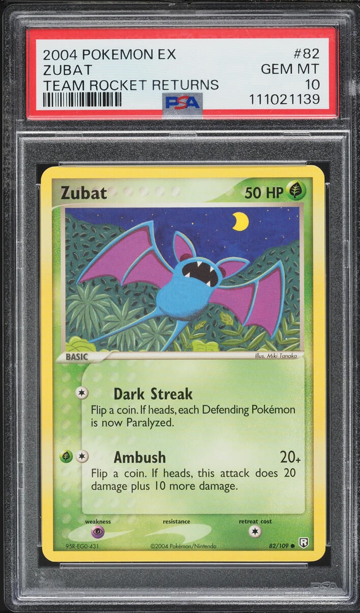 2004 Pokemon EX Team Rocket Returns Zubat #82 PSA 10 GEM MINT