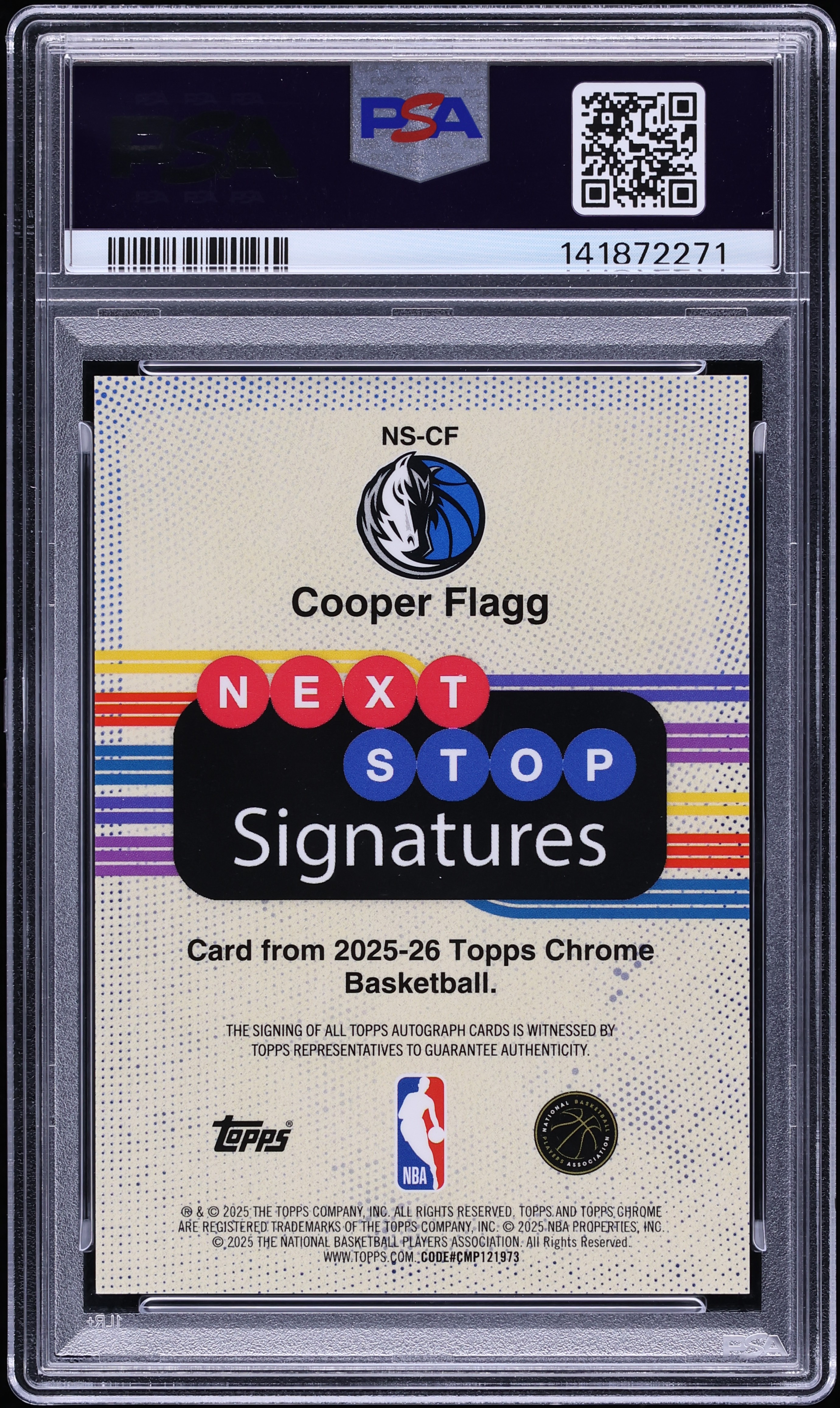 2025 Topps Chrome Next Stop Signatures Cooper Flagg ROOKIE AUTO