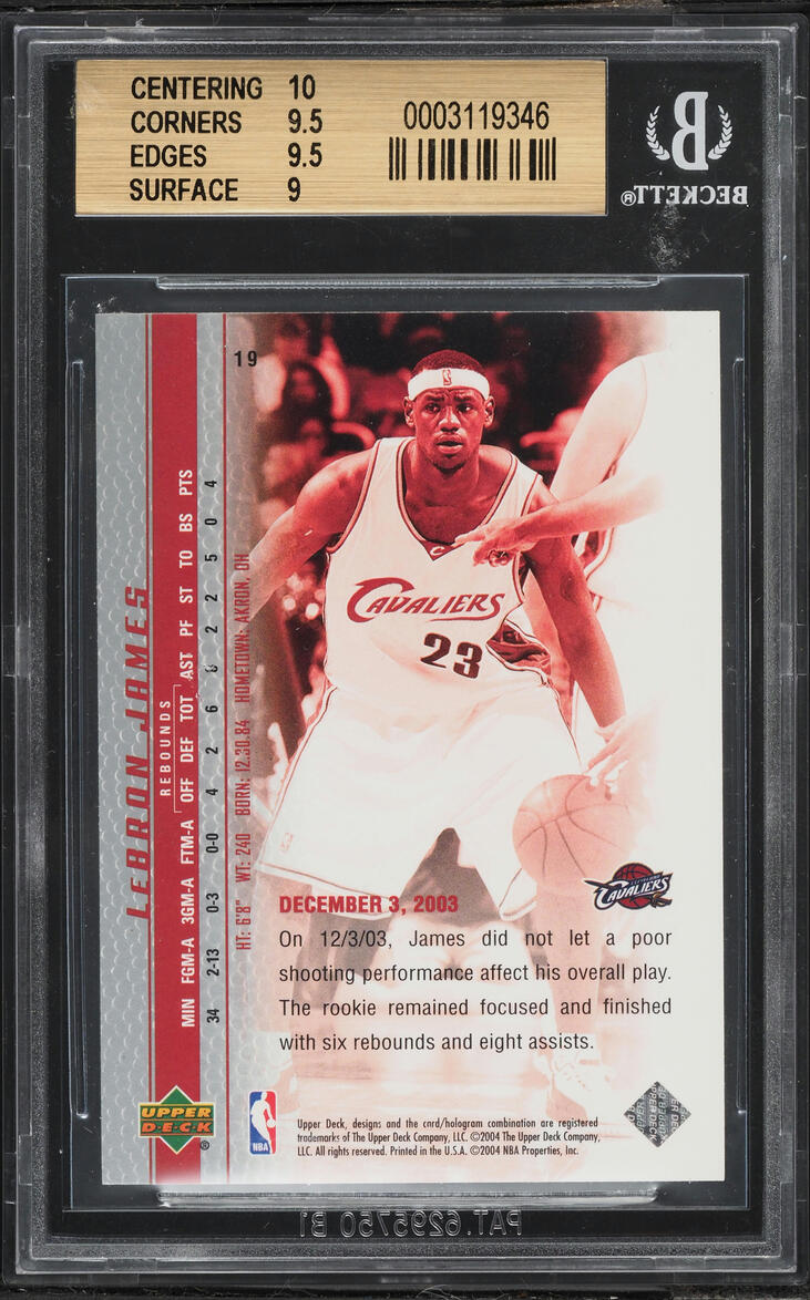 2003 Upper Deck Phenomenal Beginning LeBron James ROOKIE #19 BGS 9.5 GEM MINT