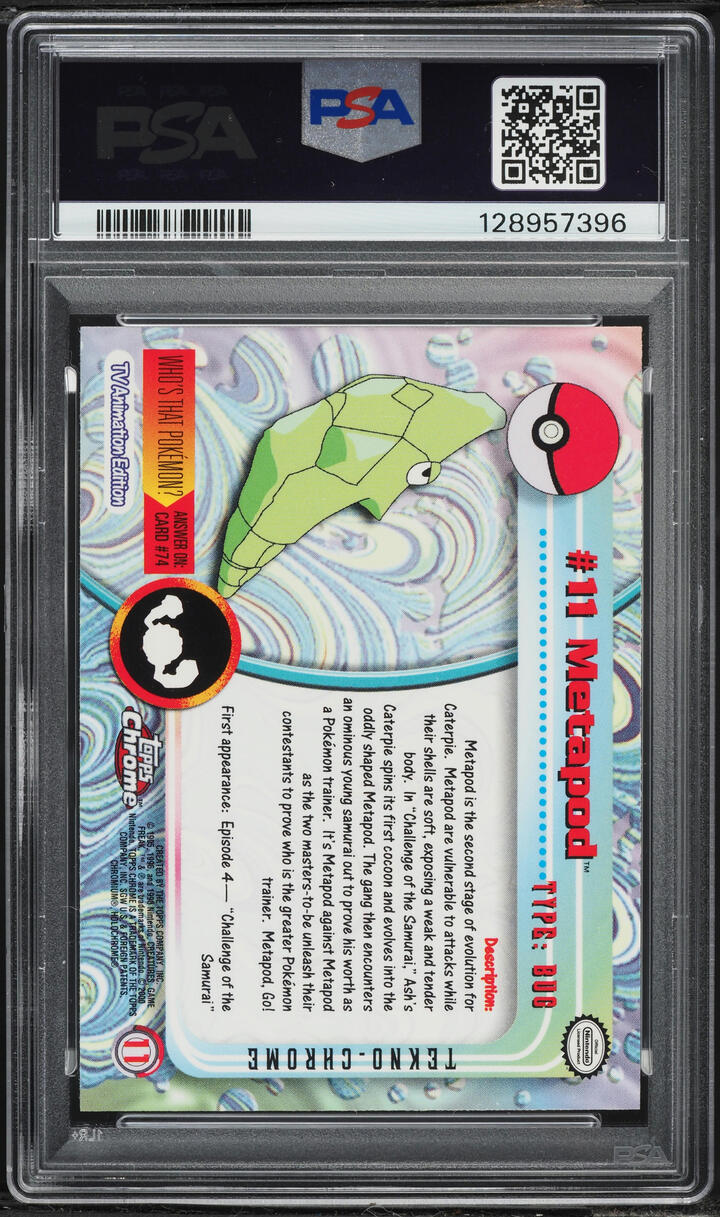 2000 Topps Chrome Pokemon TV Series 1 Tekno Metapod #11 PSA 9 MINT