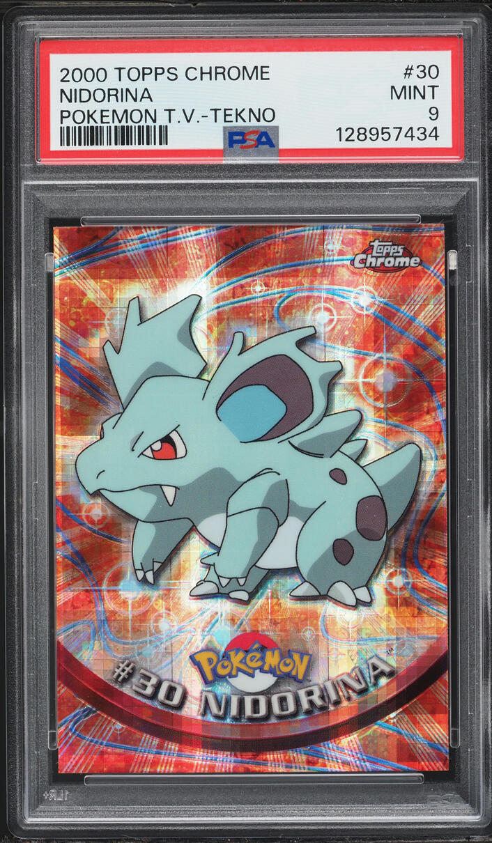 2000 Topps Chrome Pokemon TV Series 1 Tekno Nidorina #30 PSA 9 MINT
