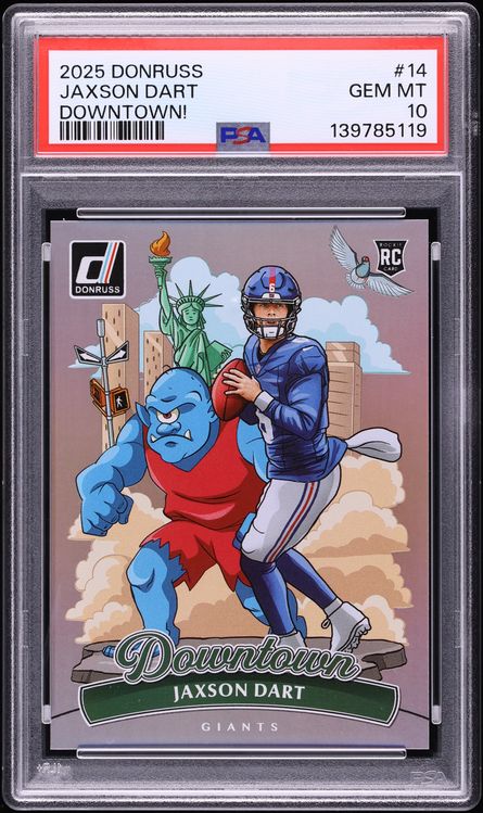 2025 Donruss Downtown Jaxson Dart ROOKIE #14 PSA 10 GEM MINT