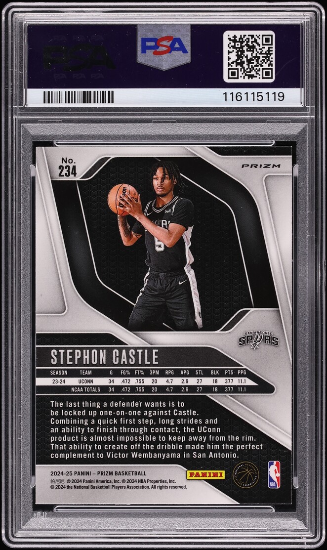 2024 Panini Prizm Silver Stephon Castle ROOKIE #234 PSA 10 GEM MINT