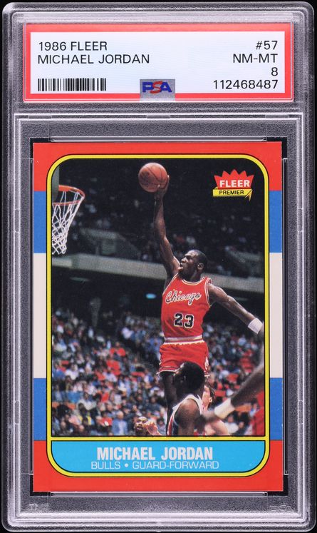 1986 Fleer Basketball Michael Jordan #57 PSA 8 NM-MT