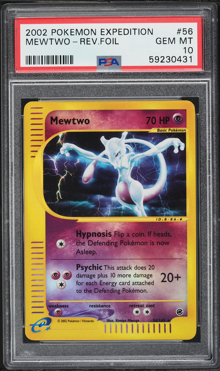 2002 Pokemon Expedition Reverse Holo Mewtwo #56 PSA 10 GEM MINT
