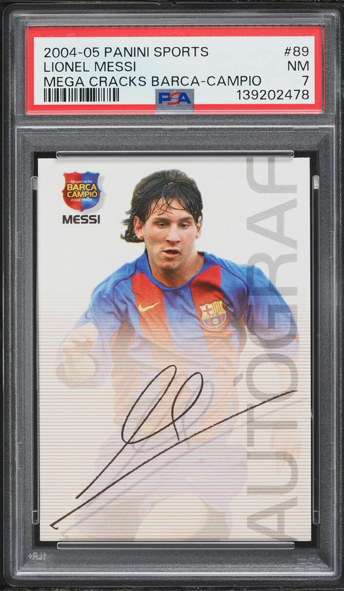2004 Panini Sports Mega Cracks Barca Campio Lionel Messi ROOKIE #89 PSA 7 NRMT