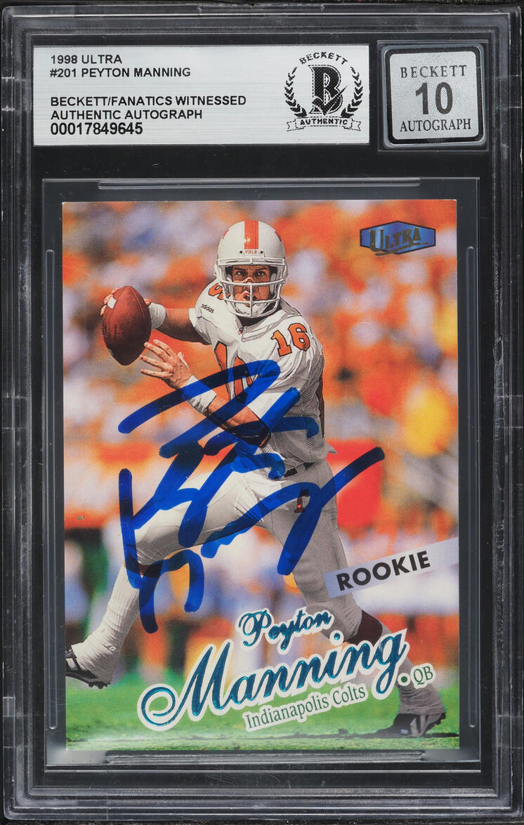 1998 Ultra Football Peyton Manning ROOKIE AUTO #201 BGS AUTH