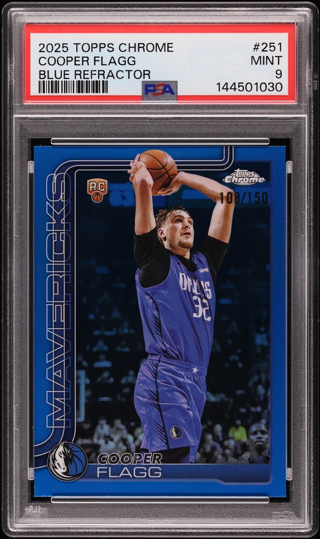 2025 Topps Chrome Blue Refractor Cooper Flagg ROOKIE /150 #251 PSA 9 MINT