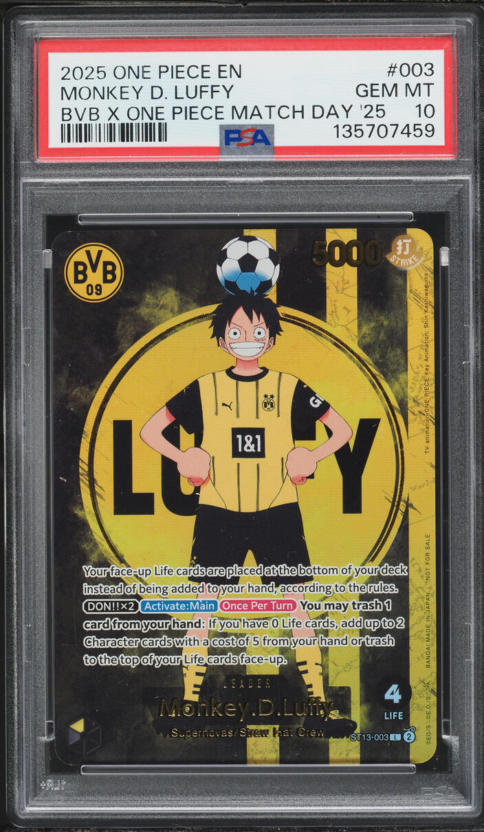 2025 One Piece Promos BVB Match Day '25 Alt Art Leader Monkey D. Luffy #ST13-003 PSA 10 GEM