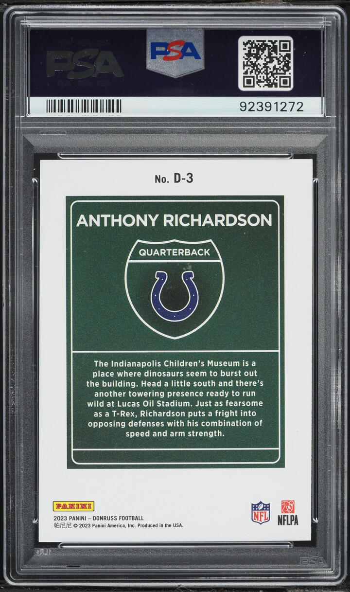 2023 Donruss Downtown Anthony Richardson ROOKIE #D-3 PSA 10 GEM MINT
