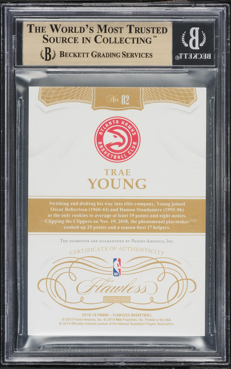 2018 Panini Flawless Double Diamond Gems Trae Young ROOKIE /10 #82 BGS 9.5 GEM MINT
