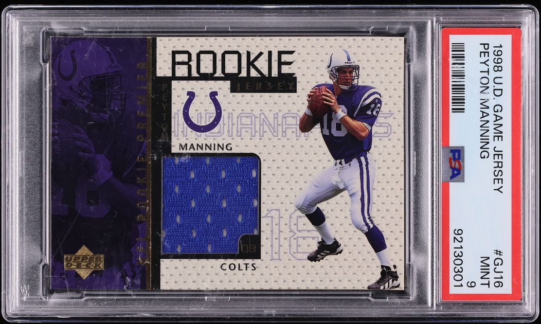 1998 Upper Deck Game Jersey Peyton Manning ROOKIE PATCH #GJ16 PSA 9 MINT