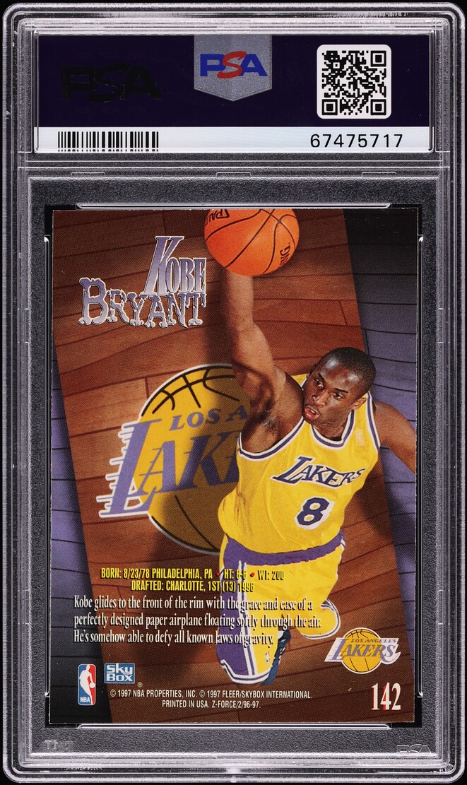 1996 Skybox Z-Force Kobe Bryant ROOKIE #142 PSA 9 MINT on Fanatics